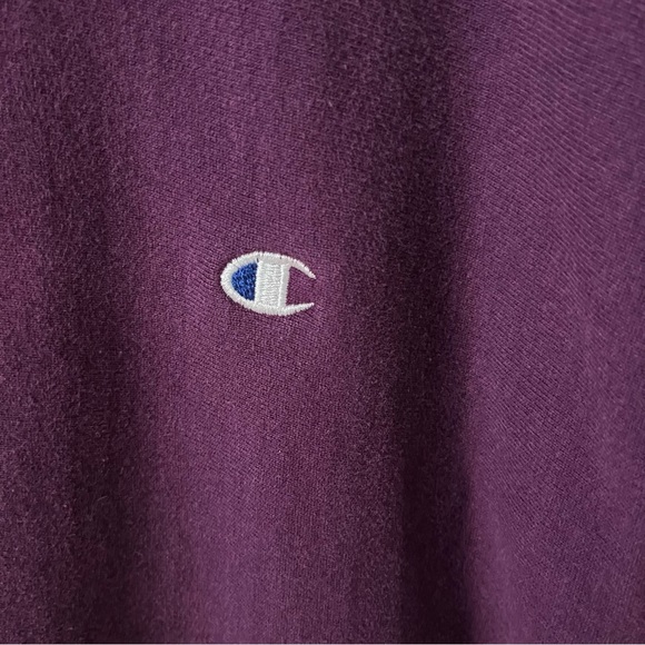 Champion Reverse Weave crewneck sweatshirt Vintage 90s Blank Purple Large USA - Picture 3 of 7